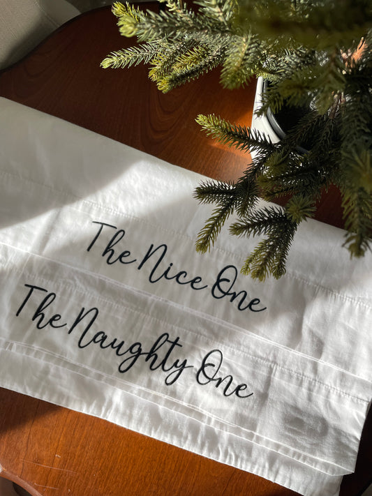 Naughty/Nice Embroidered Pillowcase Bundle