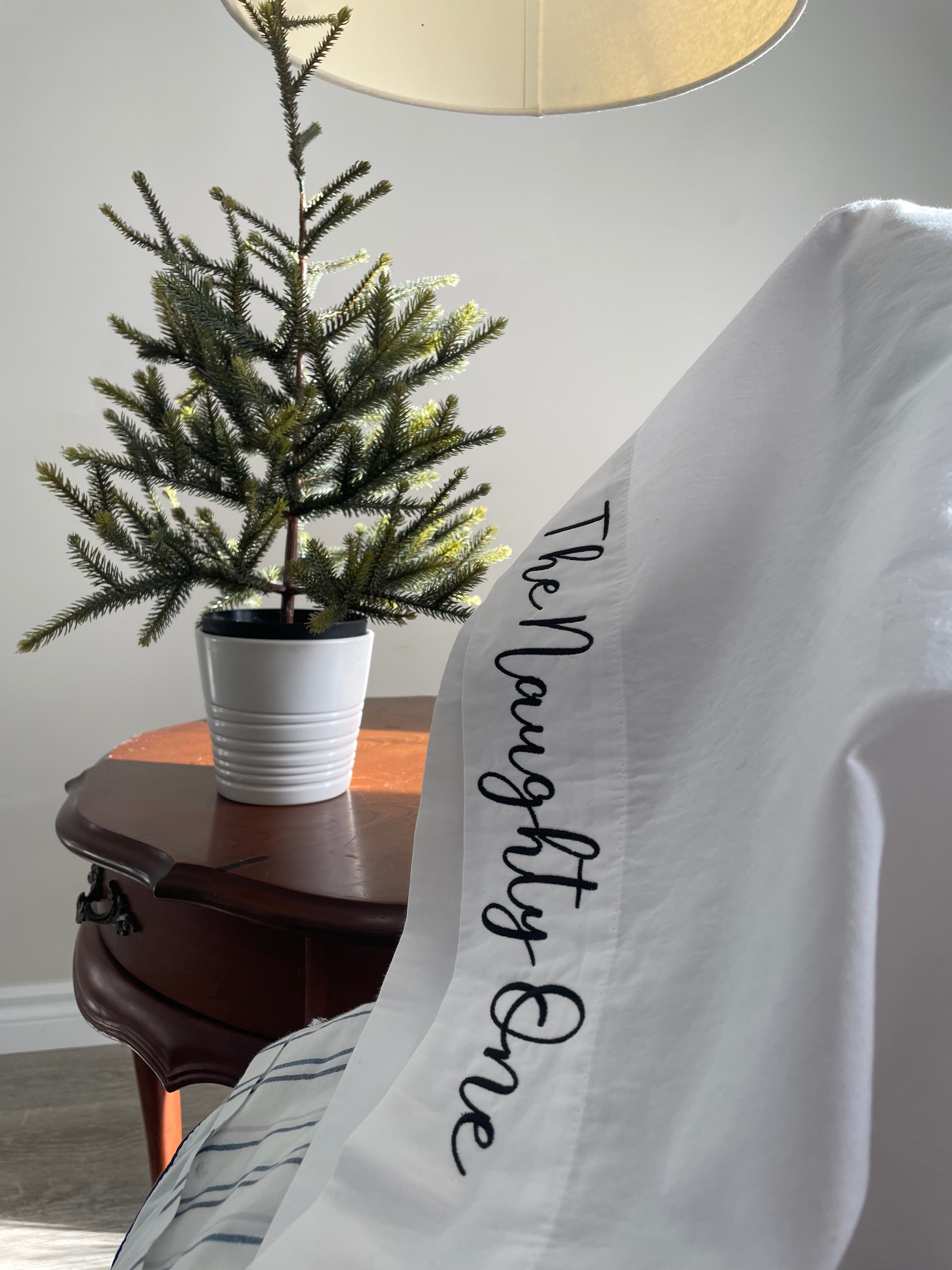 Naughty/Nice Embroidered Pillowcase Bundle