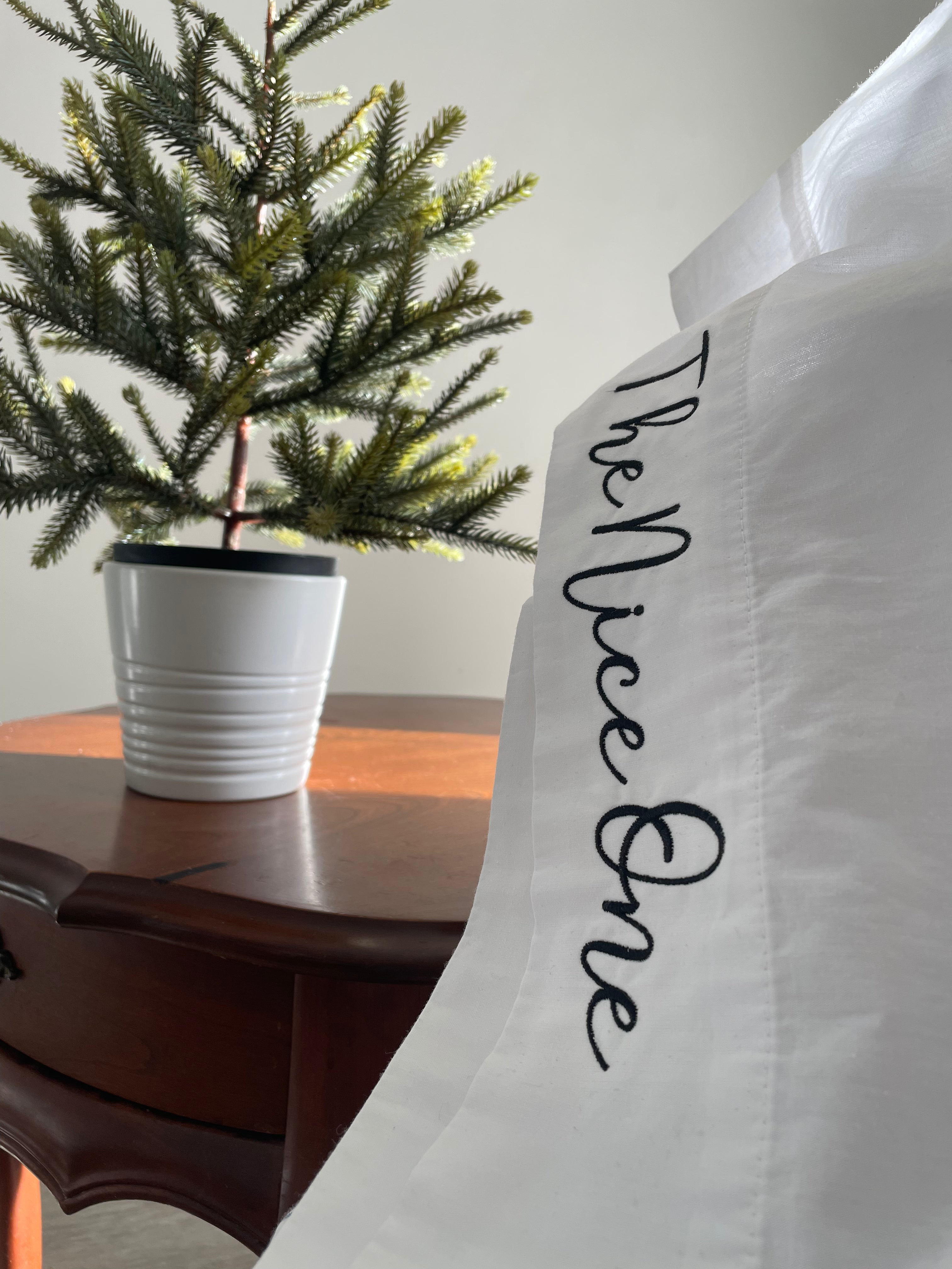 Naughty/Nice Embroidered Pillowcase Bundle