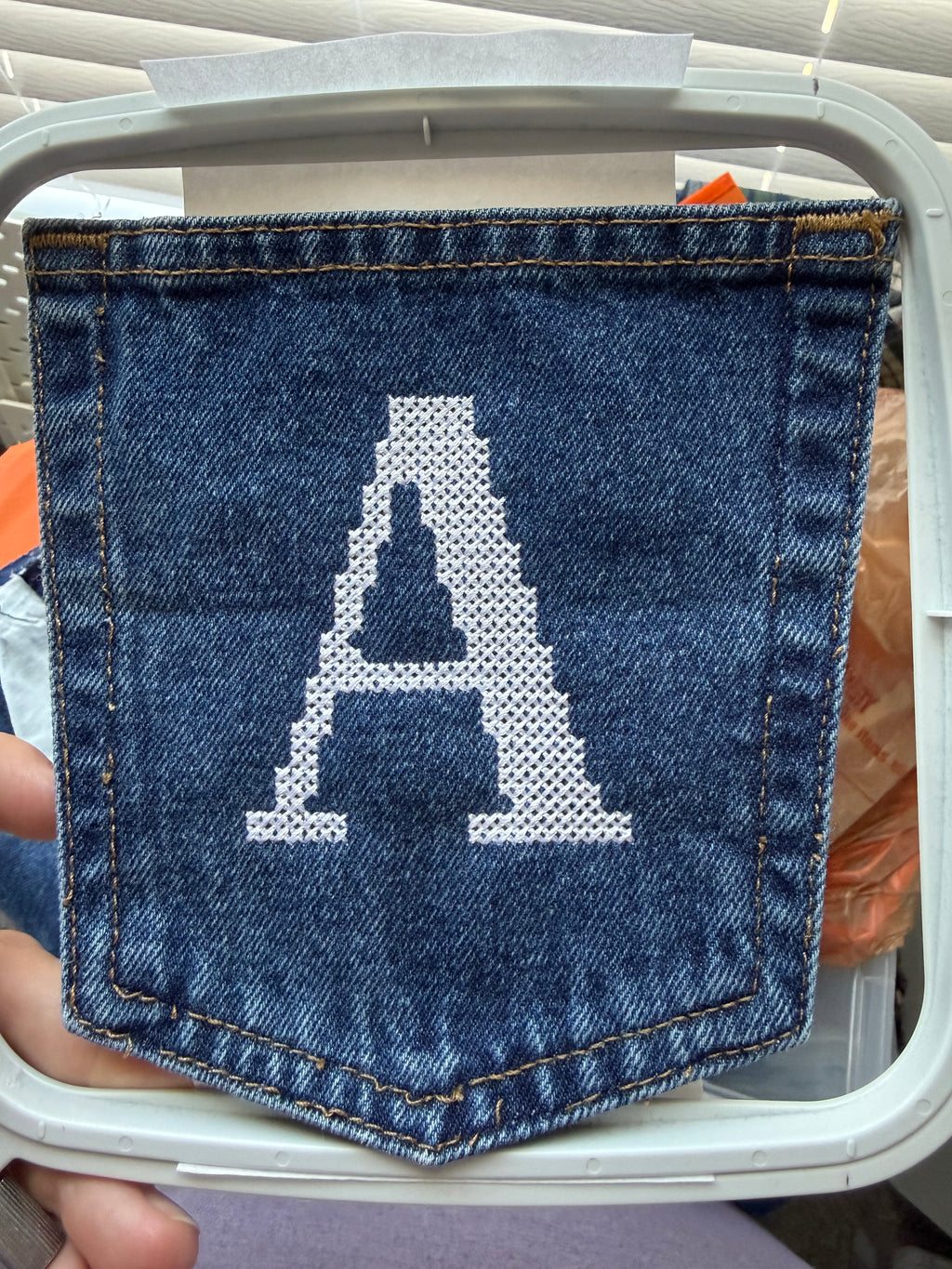 Upcycled Kids Denim Apron with Custom Letter Embroidery
