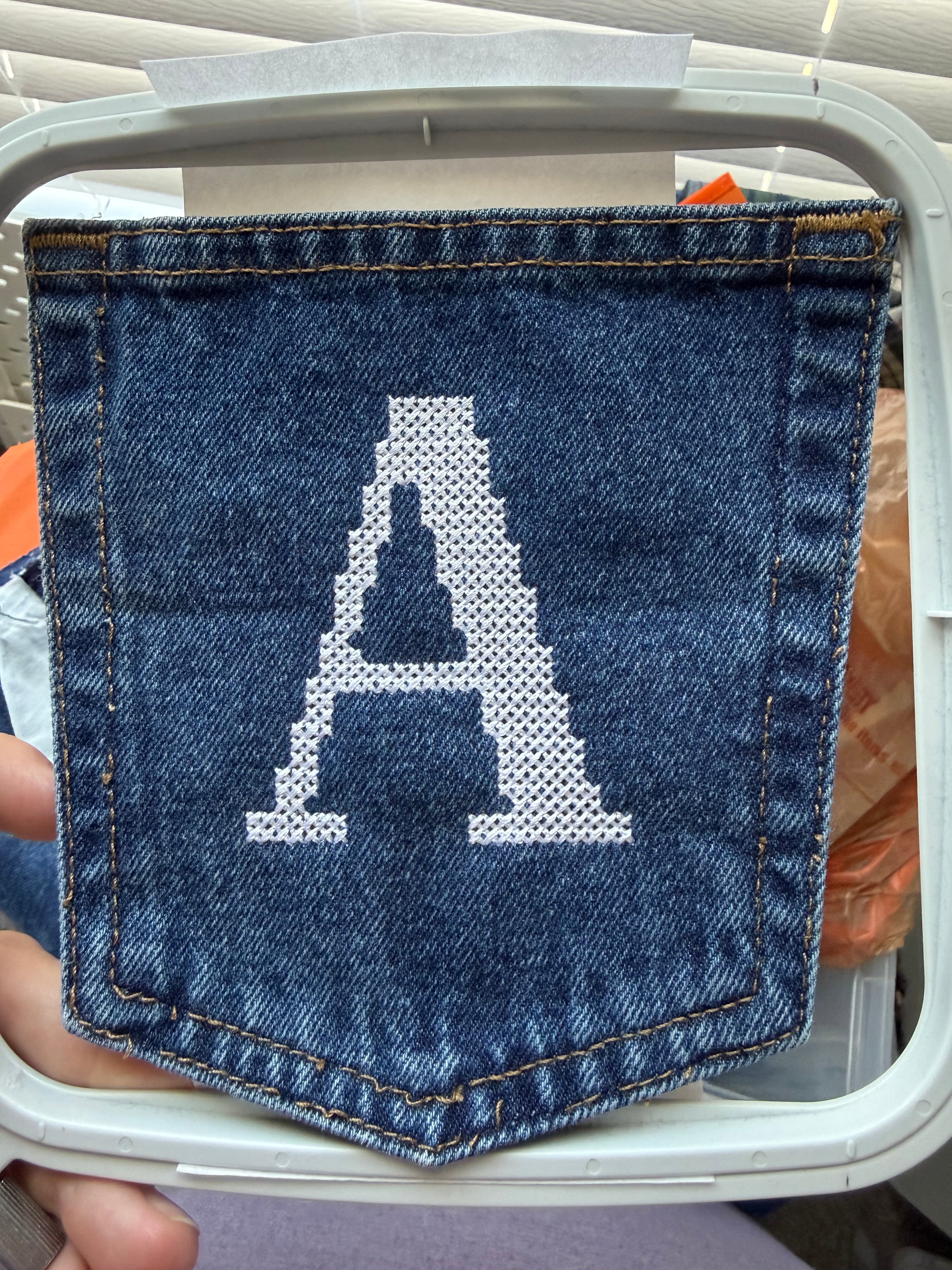Upcycled Kids Denim Apron with Custom Letter Embroidery