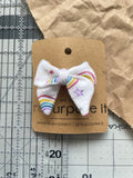 🎀 Mini Bow Hair Clip - Rainbow Flannel