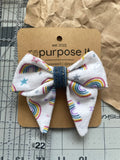 🎀 Bow Hair Clip - Rainbow Flannel