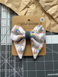 🎀 Bow Hair Clip - Rainbow Flannel