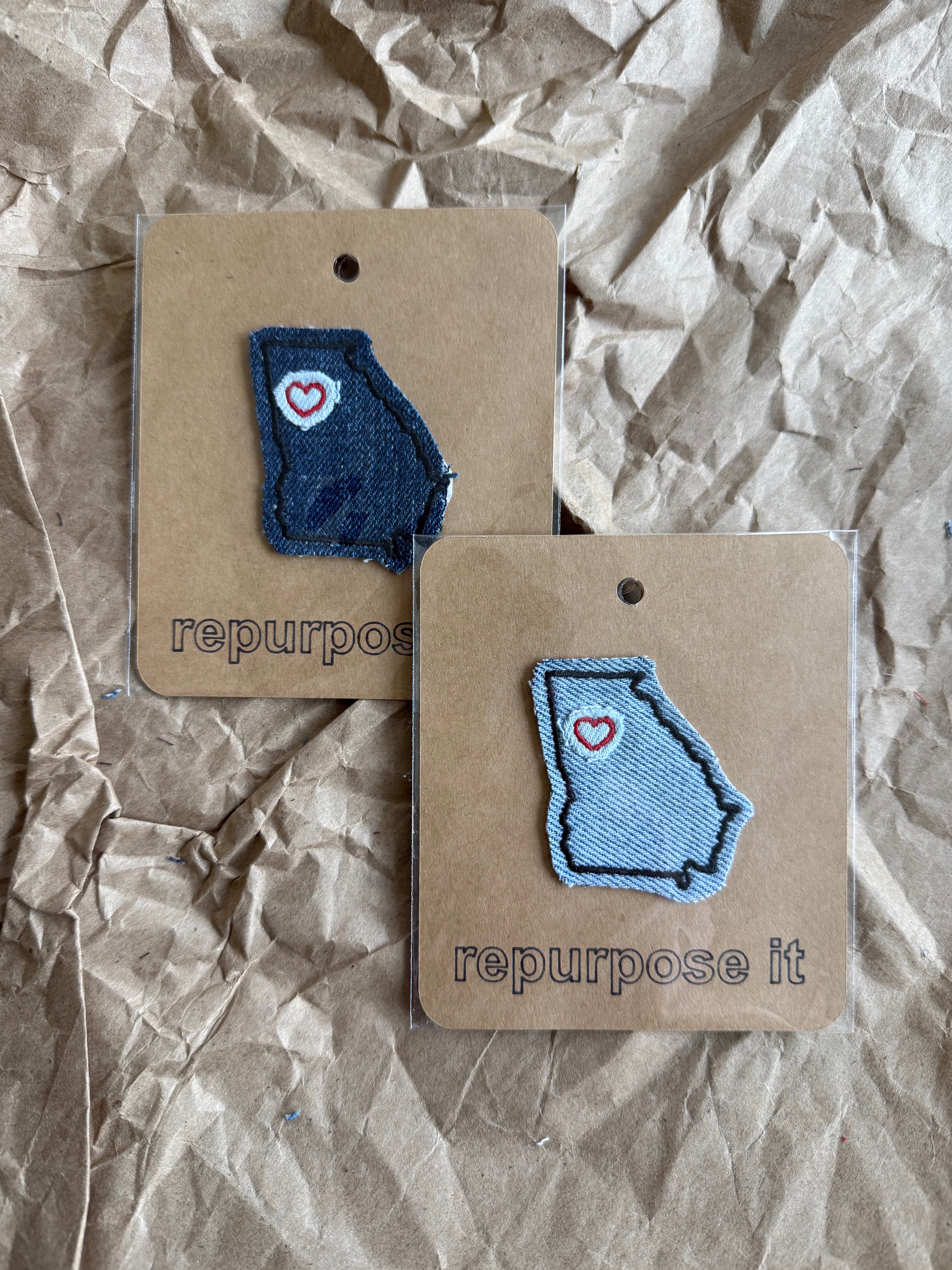 🧵 Georgia State Outline Embroidered Iron-On Patch