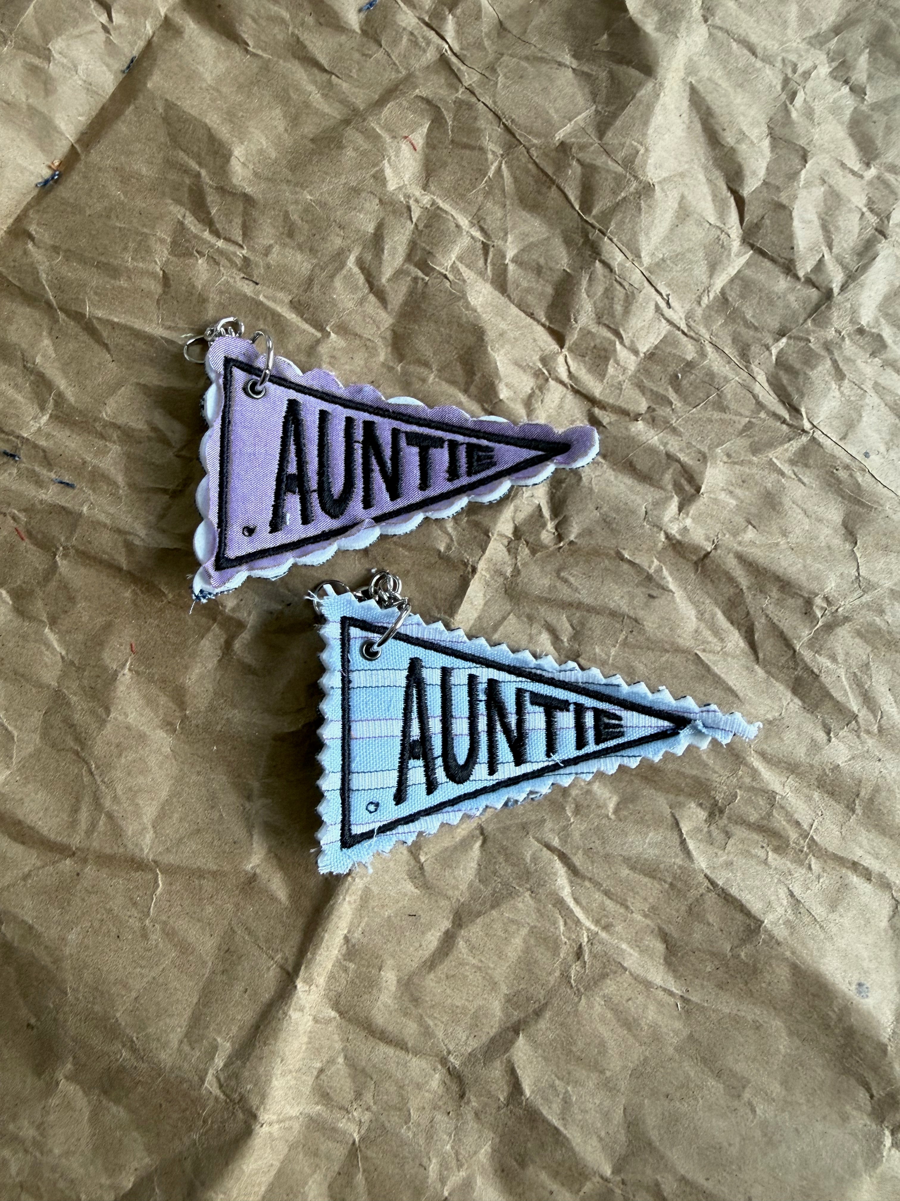 🗝️ Auntie Embroidered Pennant Bag Charm