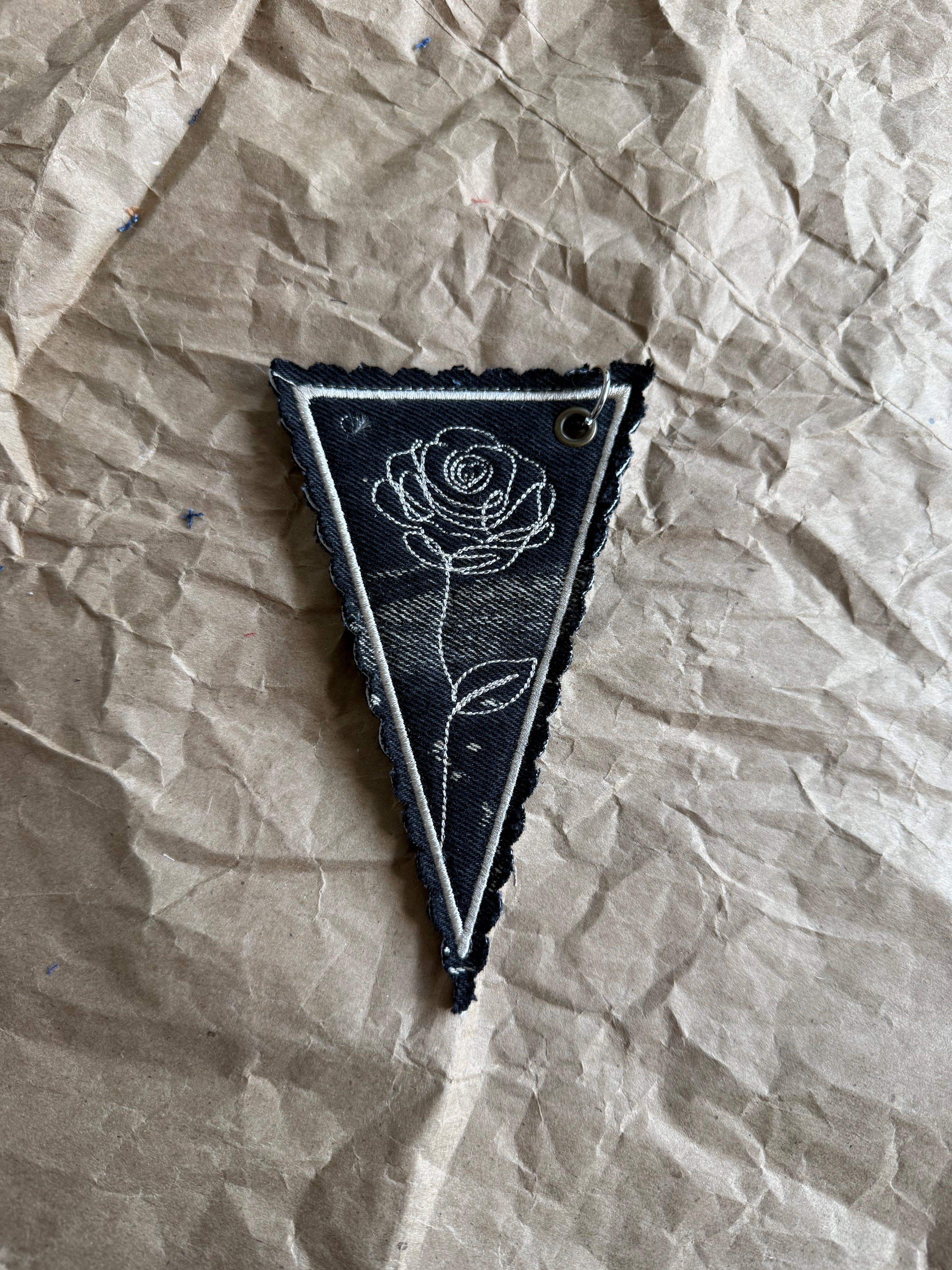 🗝️ Rose Pennant Embroidered Bag Charm