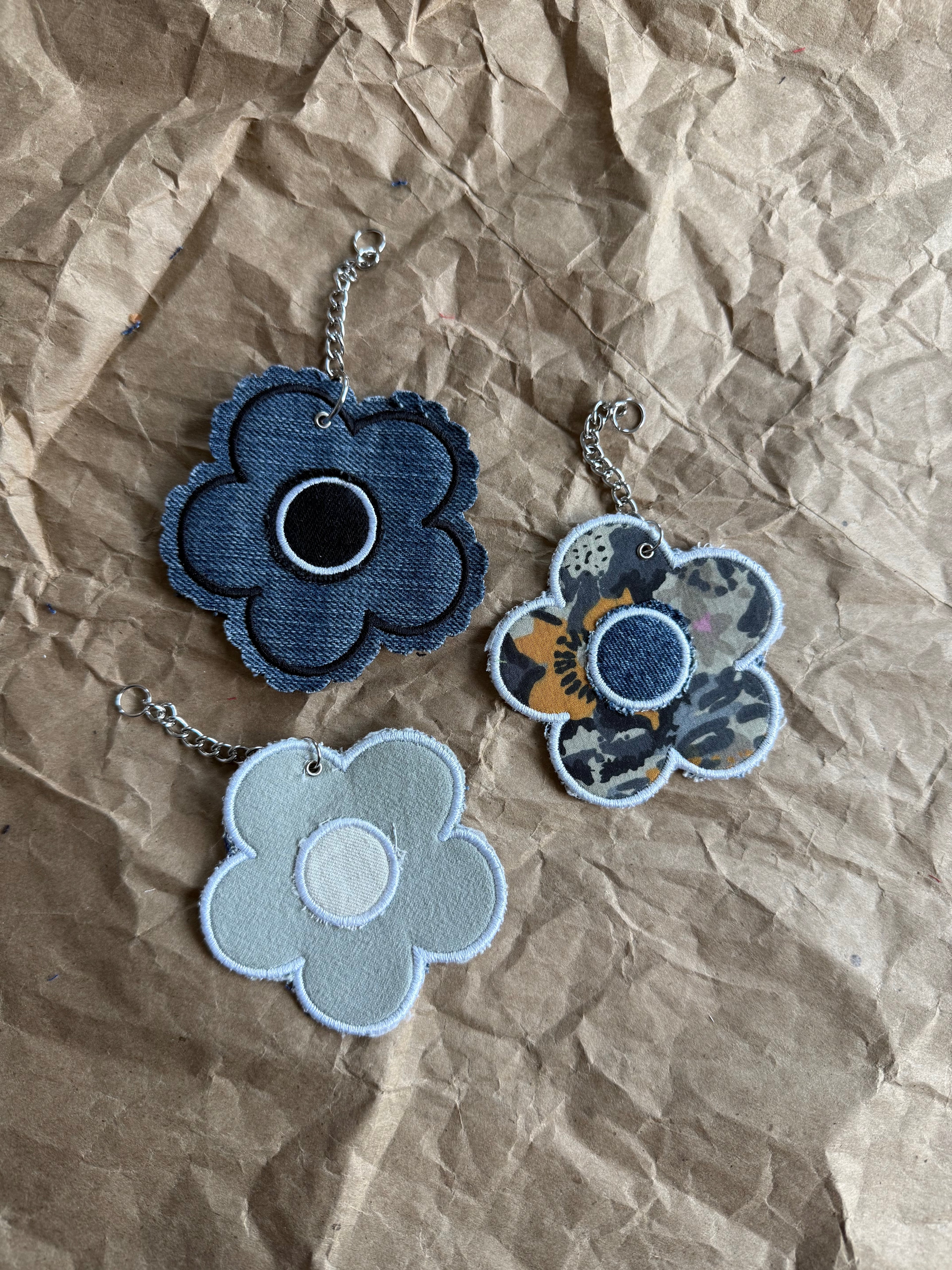 🗝️ Embroidered Flower Bag Charm