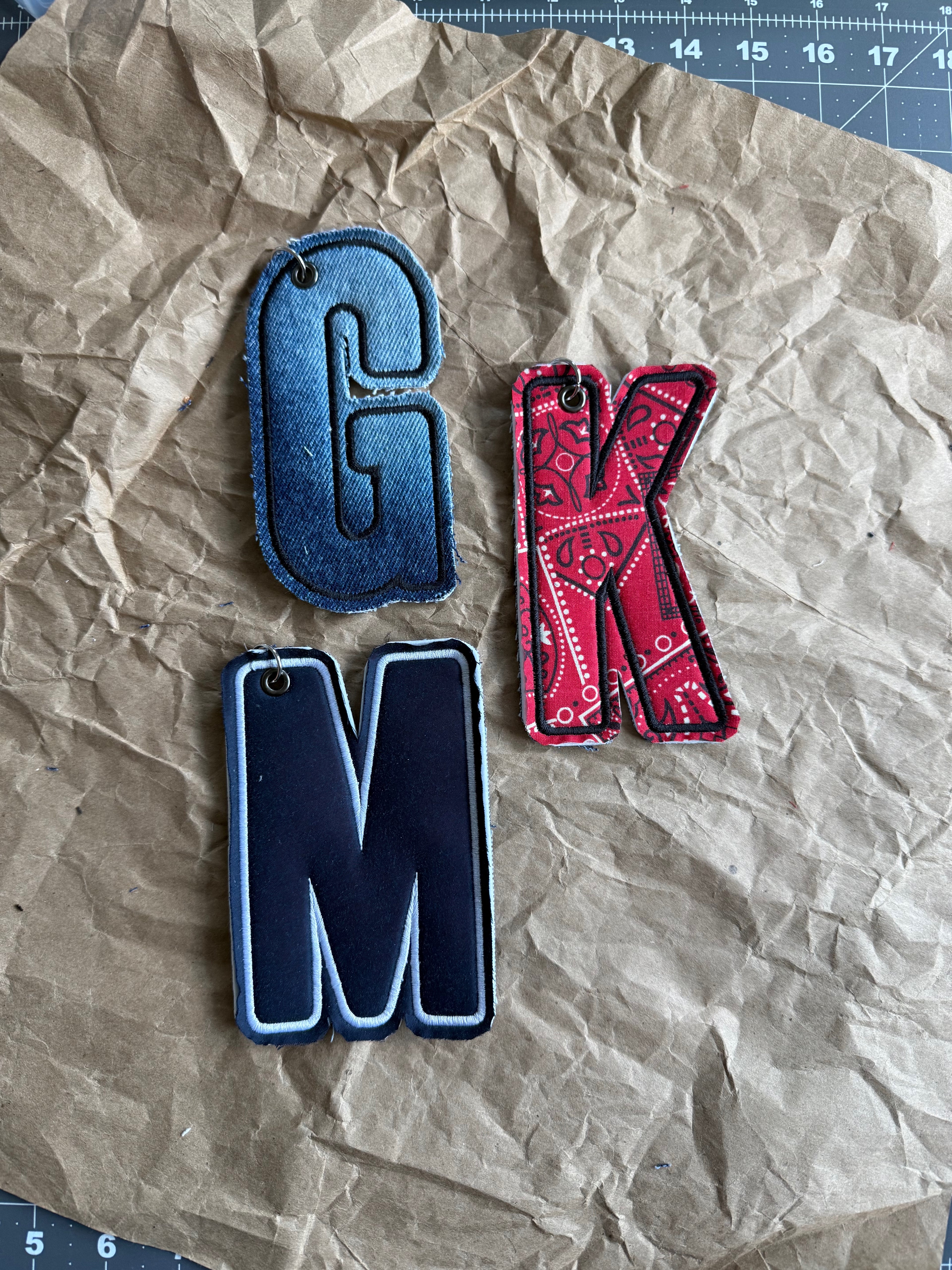 🗝️ Oversized Letter Embroidered Bag Charm