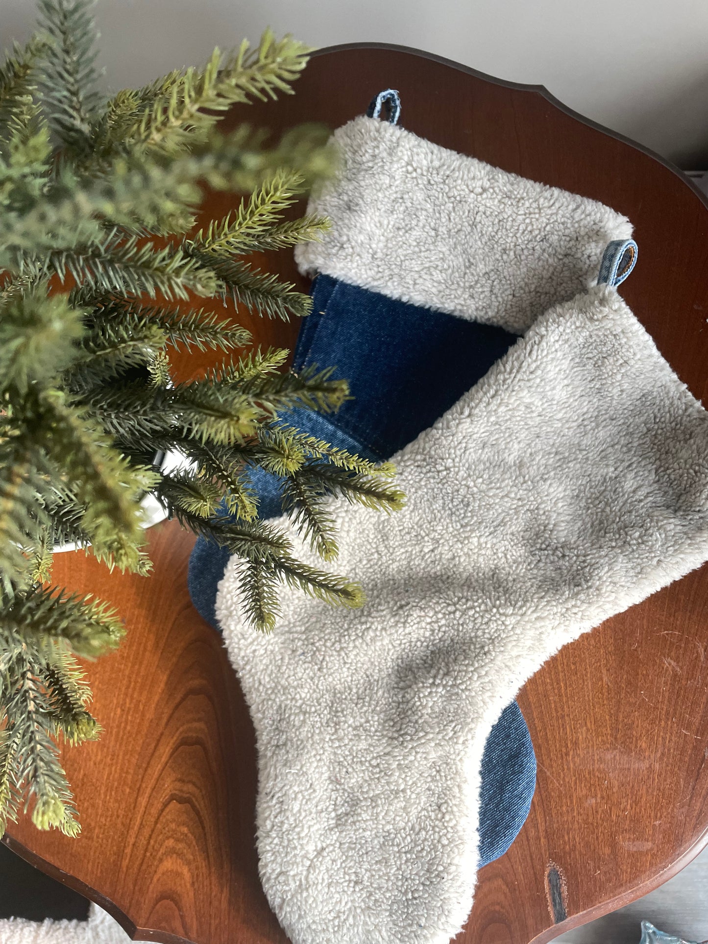 Denim Christmas Stocking w/ Fleece Cuff