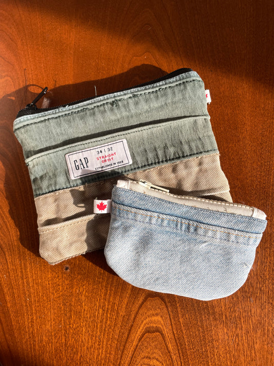 Denim Waistband Zipper Pouch